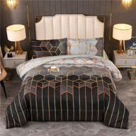 🛏️ raytrue-x queen comforter set: lightweight black bedspread with geometric quilt design, 3-piece all season bedding set, including 2 matching pillow shams (full/queen) logo