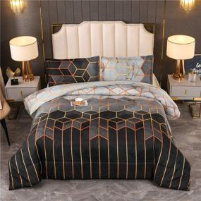 img 4 attached to 🛏️ Raytrue-X Queen Comforter Set: Lightweight Black Bedspread with Geometric Quilt Design, 3-Piece All Season Bedding Set, Including 2 Matching Pillow Shams (Full/Queen)
