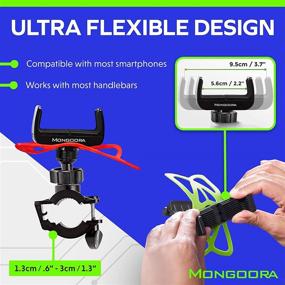 img 2 attached to Mongoora Bike & Motorcycle Phone Mount: Easy-install Cell Phone Holder for Bicycle Handlebar - Includes 3 Bands (Black, Red, Green)