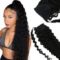 vesunny curly black ponytail hair extension: natural wave wrap around clip-in piece for women - remy wavy brazilian hair, 20inch, 80g/set logo