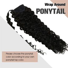 img 3 attached to VeSunny Curly Black Ponytail Hair Extension: Natural Wave Wrap Around Clip-In Piece for Women - Remy Wavy Brazilian Hair, 20inch, 80g/set