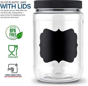 img 3 attached to 🏺 Stock Your Home 32oz Plastic Jars with Chalk and Sticker (6 Pack) - BPA Free Mason Jars for Kitchen - Airtight Lids for Storing Rice, Pasta, Coffee, Grains, Candy, Cookies