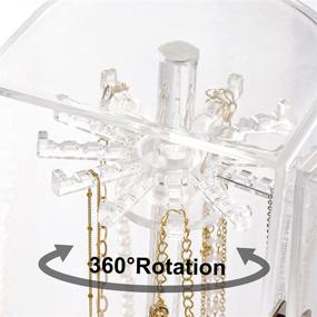 img 2 attached to Clear Acrylic Necklace Holder: 24-Hook Dustproof Rotation Stand, Vanity Display Case for Long Necklaces, Bracelets, and Pendants