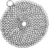 🧼 apollo premium cast iron skillet cleaner: stainless steel chainmail scrubber for effortless pot cleaning, large circular wire metal rust-proof pot cleaner logo