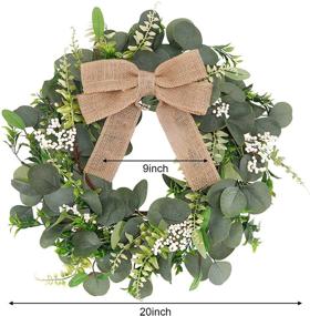 img 3 attached to 🌿 Cocoboo 20 Inch Artificial Eucalyptus Wreath with Weatherproof Design, Outdoor Wreath Decorated with White Berries, Green Farmhouse Wreath for Spring &amp; Summer Wall Decor - Ideal for Front Door