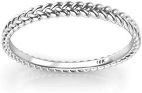 img 3 attached to 💍 2MM Eternity Braided Rope Stackable Wedding Band Ring in 10K White Gold