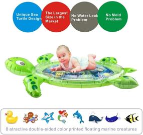 img 1 attached to 🐢 Gebra Inflatable Tummy Time Water Mat: Sea Turtle Shape Toy for Infants & Toddlers - Stimulating Growth & Play Activity Center (BPA Free, 43" 35" 2.5")