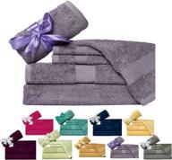 🛀 weavely towels - 600 gsm cotton 6-piece bath towel set in purple grey - hotel & spa quality logo