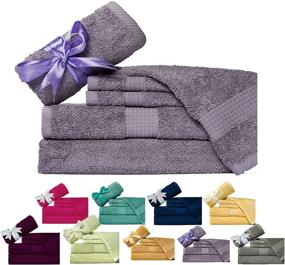 img 4 attached to 🛀 Weavely Towels - 600 GSM Cotton 6-Piece Bath Towel Set in Purple Grey - Hotel & Spa Quality