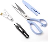 🖌️ sky blue home/office fabric scissors set: covered sewing scissors, 60-inch soft tape measure, 9-inch stainless steel tailor shears - perfect for craft cutting of fabric and paper logo