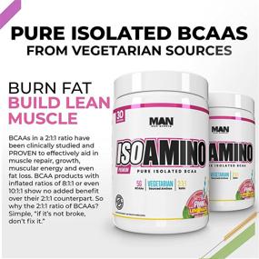 img 3 attached to Man Sports ISO Amino Pure Изолированный порошок BCAA с натуральными ингредиентами - 255 г: Без наполнителей, без искусственных красителей - Средство для набора мышечной массы ижжения жира - Розовый Лимонад, 30 порций