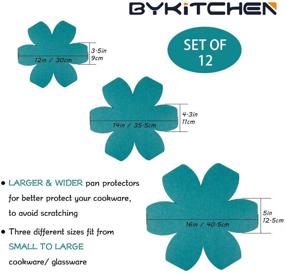 img 2 attached to BYKITCHEN Pot and Pan Protectors: Set of 12, 3 Sizes, Cyan Felt Pads for Stacking & Protecting Cookware