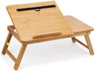 bamboo bed tray table by soffria - foldable laptop desk for breakfast, 🍽️ homework, study, reading - fits up to 17.7 inch - food tray table for eating logo