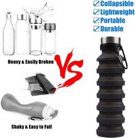 img 2 attached to 🧳 Emoly Collapsible Water Bottle - 550ml BPA Free Silicone Foldable Bottle for Travel Gym Camping Hiking, Leak Proof Sports Water Bottle - Black