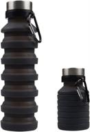 🧳 emoly collapsible water bottle - 550ml bpa free silicone foldable bottle for travel gym camping hiking, leak proof sports water bottle - black logo