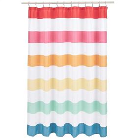 img 4 attached to 🌈 Fun and Playful Rainbow Banded Striped Kids Microfiber Shower Curtain - 72 Inch
