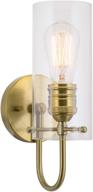 🚿 kira home inara 12-inch gooseneck bathroom light with clear glass cylinder shade and warm brass finish - modern farmhouse wall sconce логотип