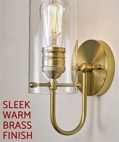 img 1 attached to 🚿 Kira Home Inara 12-Inch Gooseneck Bathroom Light with Clear Glass Cylinder Shade and Warm Brass Finish - Modern Farmhouse Wall Sconce