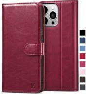 kilino wallet case for iphone 13 pro 5g [rfid blocking] [pu leather] [shock-absorbent bumper] [card slots] [kickstand] [magnetic closure] flip folio cover for iphone 13 pro 5g (burgundy) logo