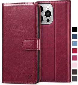 img 4 attached to KILINO Wallet Case For IPhone 13 Pro 5G [RFID Blocking] [PU Leather] [Shock-Absorbent Bumper] [Card Slots] [Kickstand] [Magnetic Closure] Flip Folio Cover For IPhone 13 Pro 5G (Burgundy)