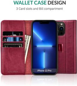 img 1 attached to KILINO Wallet Case For IPhone 13 Pro 5G [RFID Blocking] [PU Leather] [Shock-Absorbent Bumper] [Card Slots] [Kickstand] [Magnetic Closure] Flip Folio Cover For IPhone 13 Pro 5G (Burgundy)