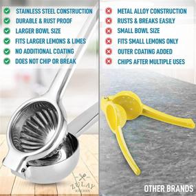 img 1 attached to Zulay Kitchen Stainless Steel Lemon Squeezer - Heavy Duty Citrus Press Juicer with Premium Quality Solid Metal Bowl - Large Manual Lime Squeezer Stainless Steel