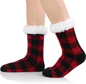 img 1 attached to 🧦 Zando Womens Warm Fuzzy Slipper Socks: Fluffy Sherpa Fleece Coziness with Non-Slip Grippers