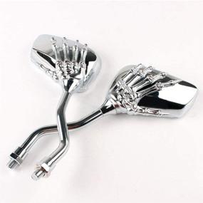 img 2 attached to Pairs Of Distinctive Skull Skeleton Hand 8Mm 10Mm Rearview Side Mirror For Motorcycle Scooter Moped Bike Standard Bike (Sliver)