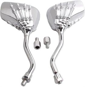 img 4 attached to Pairs Of Distinctive Skull Skeleton Hand 8Mm 10Mm Rearview Side Mirror For Motorcycle Scooter Moped Bike Standard Bike (Sliver)