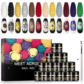 img 4 attached to 🎨 Vibrant 12 Colors Painting Gel and Nail Polish Kit with Drawing Brush Pen – UV LED Gel Polish Set for Stunning Nail Art Design