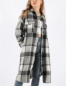 img 2 attached to 🧥 Springrain Women's Wool Blend Long Shacket Coat with Casual Plaid Button-Down Design