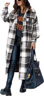 🧥 springrain women's wool blend long shacket coat with casual plaid button-down design logo