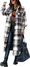 img 4 attached to 🧥 Springrain Women's Wool Blend Long Shacket Coat with Casual Plaid Button-Down Design