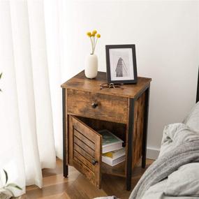 img 3 attached to Retro Industrial Nightstand with Drawer and Storage Cabinet - HOOBRO Bedside Table for Home and Bedroom, Easy Assembly, Rustic Brown BF86BZ01