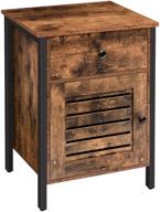 retro industrial nightstand with drawer and storage cabinet - hoobro bedside table for home and bedroom, easy assembly, rustic brown bf86bz01 логотип