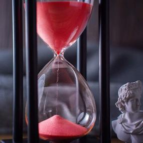 img 1 attached to ⏳ Creative Handcrafted Hourglass Timer: 60 Minute Wooden Frame Sand Timer with Red Sand – Perfect Decorative Piece