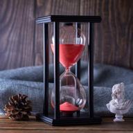 ⏳ creative handcrafted hourglass timer: 60 minute wooden frame sand timer with red sand – perfect decorative piece logo