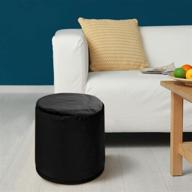 🪑 black velvet round pouf ottoman: stylish foot stool for living room and bedroom логотип