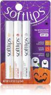 spooktacular softlips limited edition halloween lip balm pack - salted caramel, candy apple, and marshmallow ghost logo