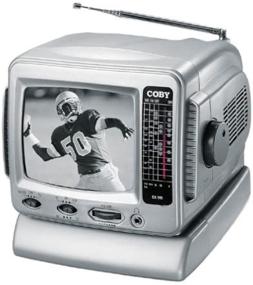 img 4 attached to 📺 Coby CX-TV1 5" Black-and-White TV with AM/FM Tuner: Compact Entertainment for Anywhere