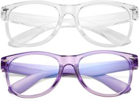 img 4 attached to 👓 COASION Kids Blue Light Blocking Rectangle Eyeglasses Frames for Ages 3-12 - Digital TV Glasses for Boys and Girls