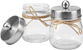 img 3 attached to 🛀 Tebery 4 Pack Mason Jar Bathroom Accessories Set: Rustic Farmhouse Decor for Countertop, Vanity Organizer - Soap Dispenser, Qtip Holder, and Toothbrush Holder Combo with Silver Lids
