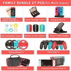 img 3 attached to 🎮 Nintendo Switch Family Bundle: Carry Case, Screen Protector, Joy-Con Grips, Steering Wheels, Dockable Case Cover, Stand Mount, Joy-Con Charger, and More!