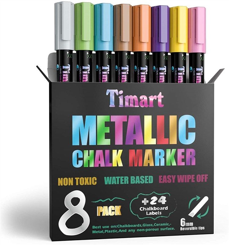 Cestari Chalk Pen Set | Bold White Liquid Chalk Marker with 2mm Fine Tip for Writing and Drawing | Erasable Chalkboard Label Chalk Paint Pen | 2 Pack