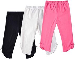 img 4 attached to 👧 Otter MOMO Toddler Girls Cotton Capri Leggings - Crop Pants for Girls