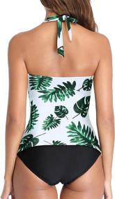 img 1 attached to Holipick Swimsuit Halter Ruched Tankini Women's Clothing