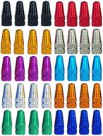 set of 40 winorda bike tire valve stem caps in 10 vibrant colors - aluminum french bicycle air tire caps | presta valve caps | alloy bike valve caps logo