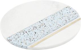 img 1 attached to 🍽️ Thirstystone Serving Board: Elegant Brass and White Marble with Light Blue Terrazzo Design - Ideal Size for Entertaining