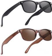 защитные очки от уф-излучения для мужчин и женщин - 2 шт. классические прямоугольные очки для чтения с полными линзами для увеличения видимости на открытом воздухе. логотип
