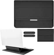 pengruisi 13-13.5 inch laptop sleeve case with bracket and stand function - universal compatible with all laptops and tablets - innovative soft pu leather material - black logo